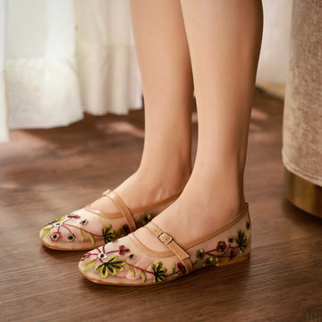 Multi Floral Embroidery Pumps